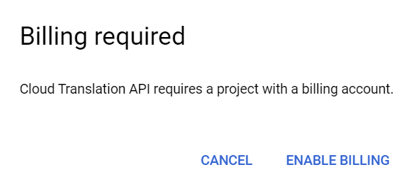 Billing required prompt