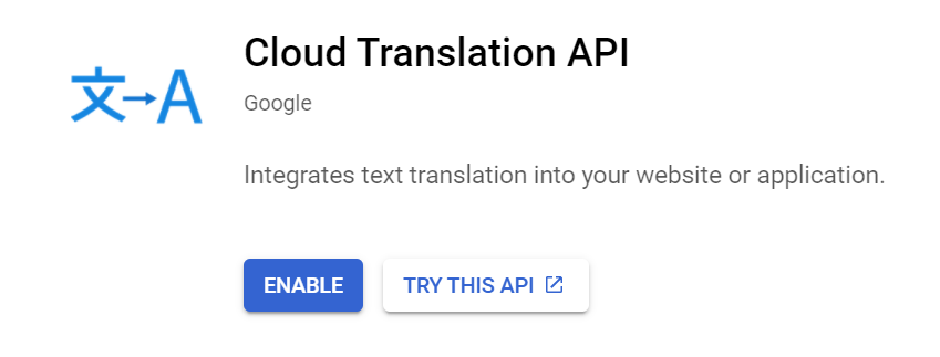 Enable Cloud Translation API