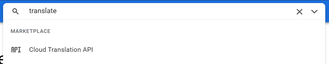 Search for Cloud Translation API